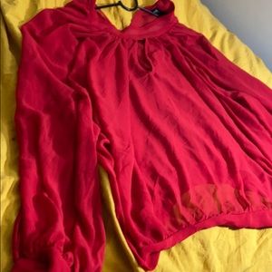 NEW YORK & COMPANY WOMENS RED BLOUSE SIZE XL